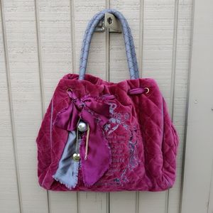Vtg Juicy Couture Raspberry Gray Quilted Satchel